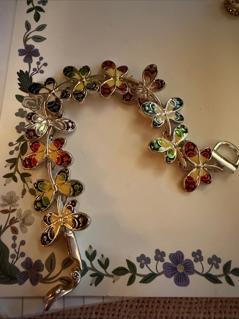 Multicolor Butterfly silver bracelet